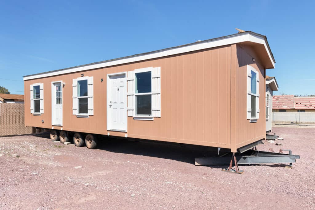 Manufactured home exterior ready for foundation work