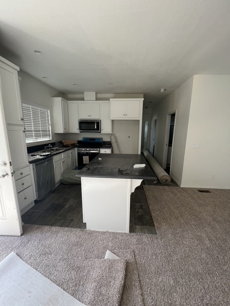Completed kitchen inside newly installed manufactured home