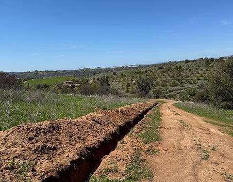 Utility trench prepared for manufactured home installation