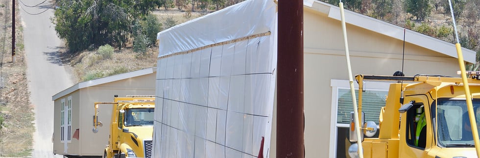 Manufactured home exterior siding detail during installation