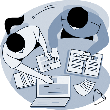 Clients reviewing documents during housing or property consultation process