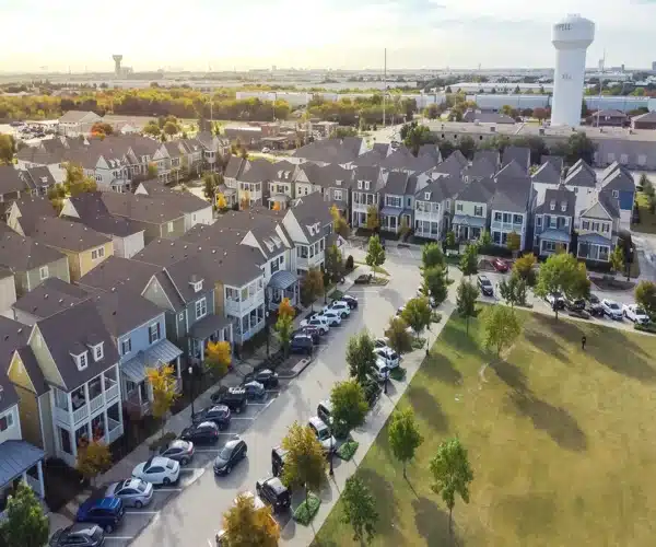 Planned residential neighborhood showing modern housing development and community layout in San Diego County